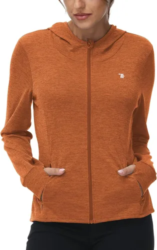 TBMPOY Chaquetas con capucha y protección solar UPF 50+ para mujer, ligeras, de manga larga, para senderismo, exteriores, con cremallera completa