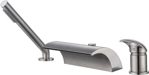 Miniatura 12 de Grifo de bañera romana para montaje en cubierta, color negro mate, grifo de bañera de cascada de flujo extra alto, SUMERAIN