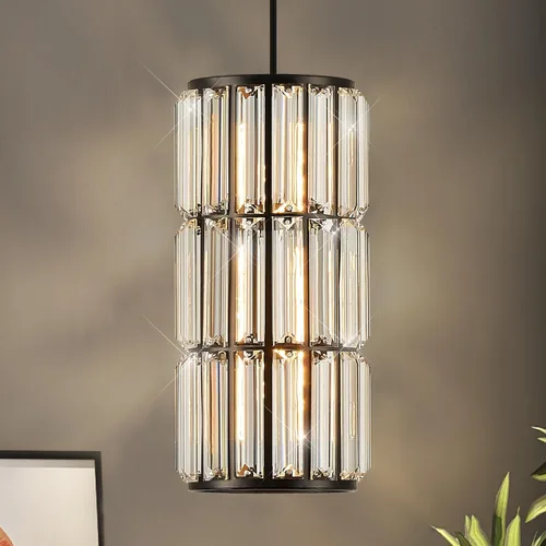 Miniatura 18 de Iluminación colgante negra, lámpara colgante moderna de cristal mini, juego de 3 candelabros ajustables para cocina, isla, comedor, dormitorio