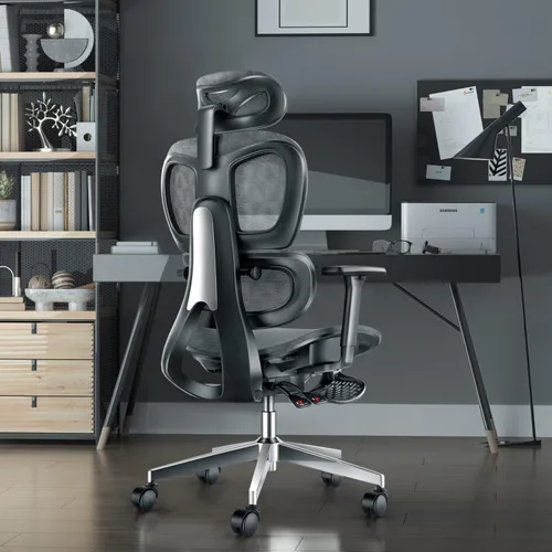 Miniatura 2 de PatioMage Silla de oficina ergonómica, silla de escritorio grande y alta con soporte lumbar ajustable y profundidad del asiento, silla de Gris oscuro
