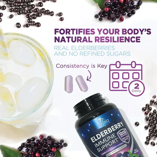 Miniatura 6 de Extracto de fruta de saúco europeo de 1200 mg por porción cápsulas – Sambucus apoyo inmunológico con extracto concentrado de saúco negro de sambucus