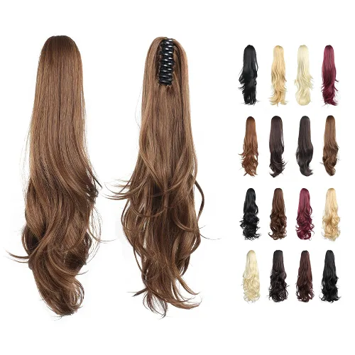 Miniatura 31 de Extensiones de cola de caballo de cabello rubio, extensiones de cola de caballo para mujer, pinza de extensiones de cabello rizado de 12 pulgadas
