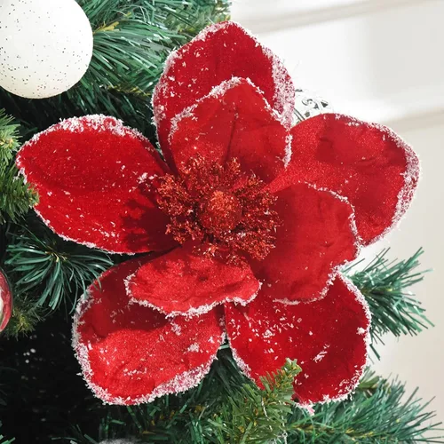 Miniatura 15 de Adornos de Flor de Magnolia Artificial de Navidad, Adornos de Árbol de Navidad, Ramas de Flores, Pack de 10 para Árbol de Navidad, Fiesta, Boda