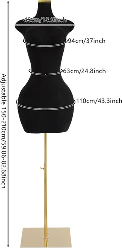Miniatura 4 de Maniquí femenino torso para mujer, cuerpo de manicanequin de alta estabilidad, soporte de metal dorado para ropa, exhibición de joyas, altura