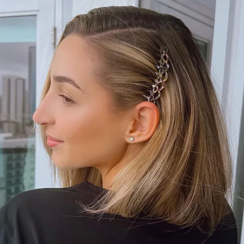 Miniatura 2 de Camila Paris CP3141 Peine lateral francés pequeño hecho a mano Onyx French Twist Peines decorativos de fuerte sujeción para mujer, moño, chignon