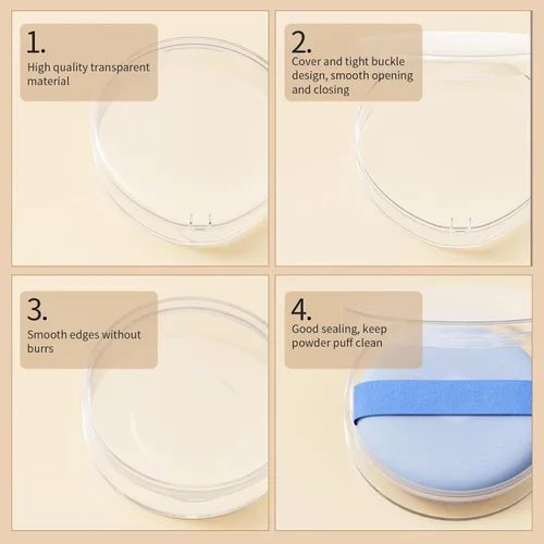 Miniatura 3 de Estuche de soplo de polvo, 2 recipientes protectores redondos de maquillaje y 2 fundas de viaje de lágrima de belleza, solo estuches, no está