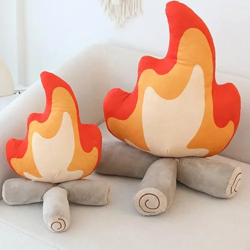 Miniatura 7 de Divertido peluche de fogata, almohada falsa de 17.7 pulgadas, muñeca de fuego de dibujos animados de peluche suave, juguete de peluche de fogata