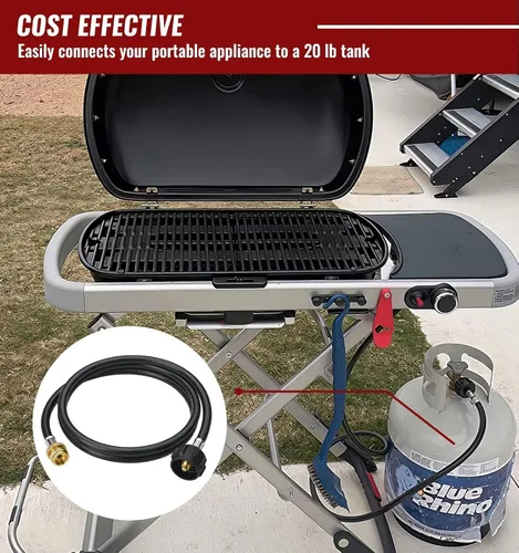 Miniatura 8 de CALPOSE Manguera adaptadora de propano de 3 pies, adaptador de 1 libra a 20 libras que convierte electrodomésticos de 1 libra en tanques de 5 a 40
