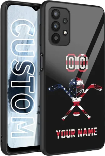 Miniatura 22 de Personalized Ice Hockey vs Name Number US Flag Decor Rubber Cover Phone Case for Galaxy America Fire