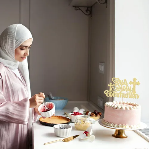 Miniatura 5 de Gyufise Decoración para pastel de primera comunión para bautismo cristiano, decoración religiosa de Dios bendiga Baby Shower para niños, decoración