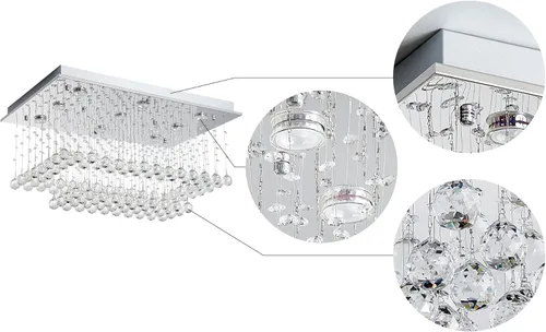 Miniatura 3 de Saint Mossi K9 Lámpara de Araña de Cristal con 9 Luces y 2 Niveles, Lámpara de Techo Empotrada Moderna, Lámpara de Araña Moderna para Dormitorio
