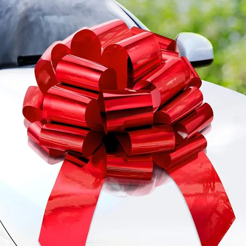 Miniatura 10 de Zoe Deco Lazo grande para automóvil (rojo, 18 pulgadas), lazos de regalo, lazo gigante para automóvil, lazo de cumpleaños, enorme lazo