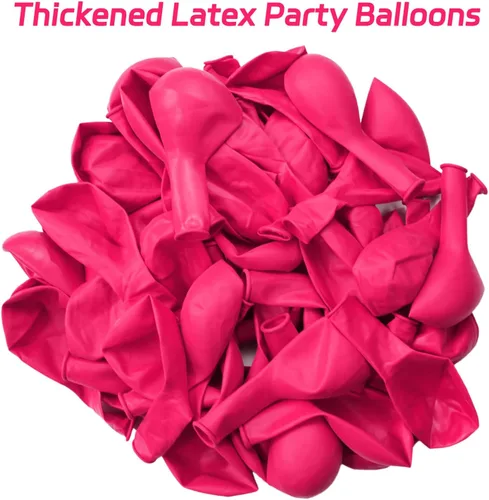 Miniatura 4 de Globos de color rosa intenso, 100 globos de látex grueso de 12 pulgadas, globos de helio redondos de color rosa intenso para cumpleaños, boda, San