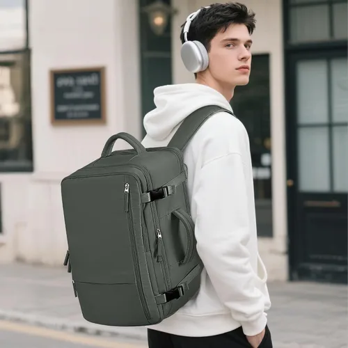 Miniatura 2 de Mochila de viaje de mano aprobada por aerolíneas Beraliy para hombres y mujeres, Verde oliva-Verde, Grande, Mochilas de viaje