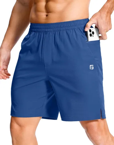 Miniatura 52 de GGJ Pantalones cortos deportivos ligeros para hombre con 2 bolsillos con cremallera de 7/5/9 pulgadas, pantalones cortos de tenis de secado rápido