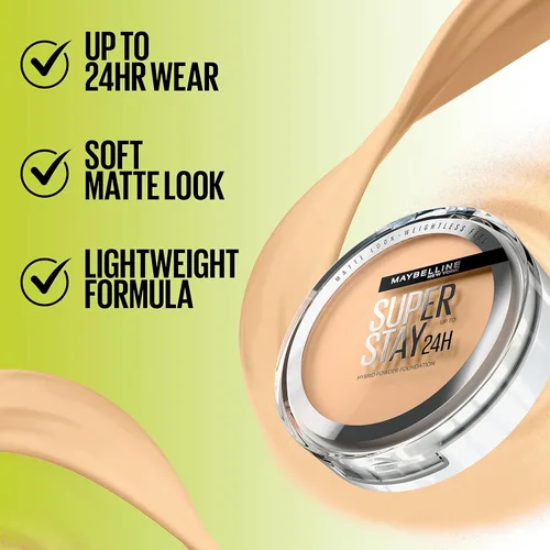 Miniatura 5 de Maybelline Super Stay Hasta 24HR Base en Polvo Híbrida, Maquillaje de Cobertura Media a Completa, Acabado Mate, 220, 1 Unidad SUPERSTAY POLVO 220
