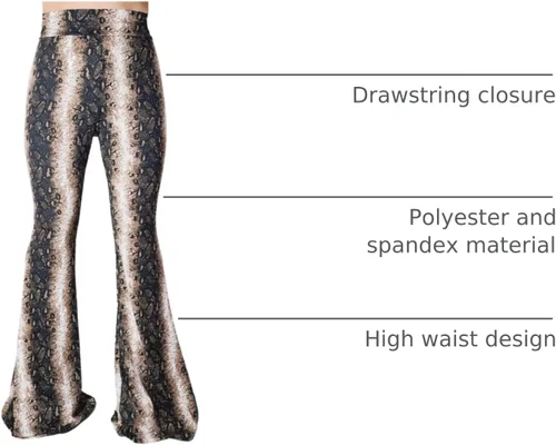 Miniatura 122 de ShopMyTrend - Pantalones de yoga largos con piernas anchas y acampanadas estilo palazzo, con cintura alta, para mujer