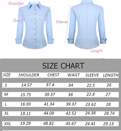 Miniatura 6 de Esabel.C Camisas de manga larga con botones para mujer, ajuste regular, algodón elástico