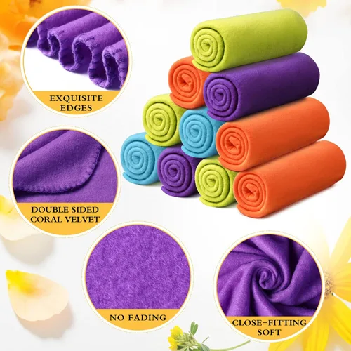 Miniatura 3 de Paquete de 24 mantas de forro polar, suave, cálida, ligera, acogedora a granel para cama, sofá, hogar, oficina, regalos de boda, adecuada