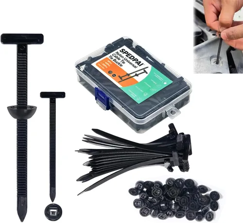 Hebilla universal de nailon para atar cables, bridas negras resistentes con diseño de pasador y botón, bridas de plástico para cables, para