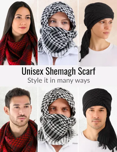 Miniatura 63 de LOVARZI Shemagh Cottons Arab Keffiyeh - Bufanda militar táctica para cabeza y cuello