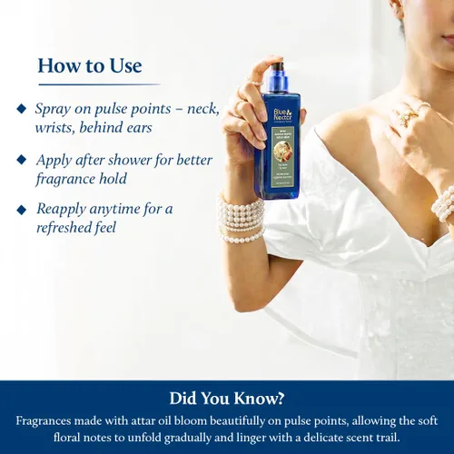 Miniatura 7 de Blue Nectar Maharani Rose Attar Mist con comino y sándalo Bruma de perfume de larga duración para mujeres Esencia floral Aerosol corporal apto