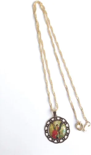 Miniatura 5 de SIFRIMANIA Medalla Religiosa Católica Chapada en Oro con Cadena Espiral para Niños y Mujeres