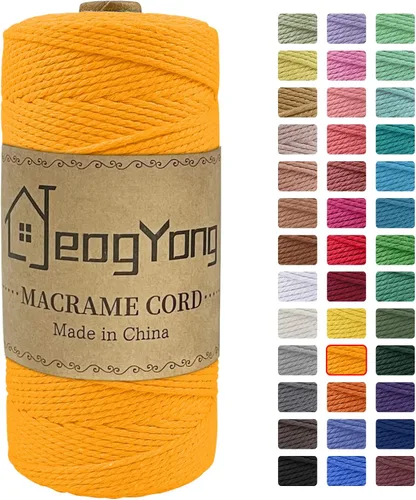 Miniatura 31 de JeogYong Cuerda de macramé de 0.078 pulgadas x 218 yardas, cuerda de algodón natural torcida de 3 hebras, cuerda de algodón de color para colgar Café