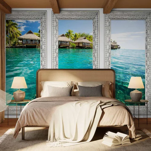 Miniatura 5 de artgeist Mural de pared prémium Isla tropical, 79 x 55 pulgadas, papel tapiz no tejido, decoración de pared de forro polar, impresión fotográfica