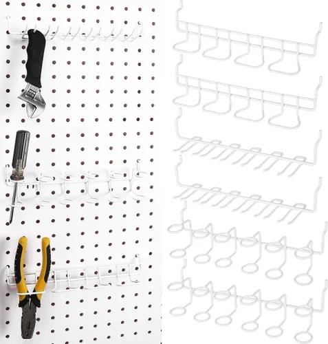 Miniatura 9 de Coume 6 Piezas Soportes para Destornilladores de Tablero Perforado Organizador Soportes para Alicates de Tablero Perforado Acero Inoxidable Ganchos