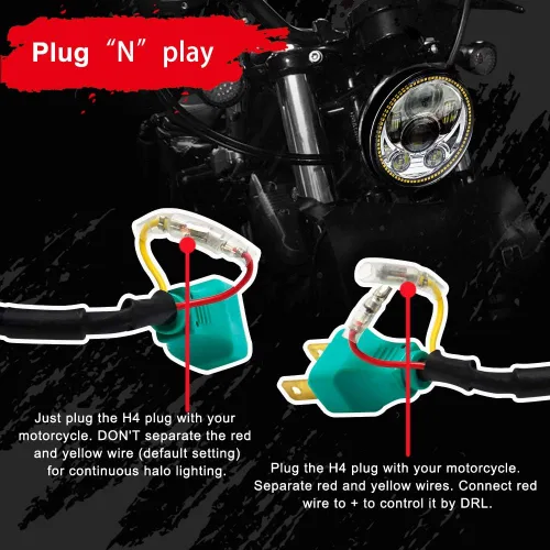 Miniatura 4 de Wisamic Faro delantero LED de motocicleta de 5.75 pulgadas con halo DRL compatible con Harley Davidson Dyna Street Bob Super Wide Glide Low Rider