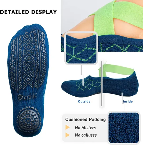 Miniatura 75 de Ozaiic - Calcetines de yoga para mujer con correas y agarres antideslizantes, ideales para pilates, Pure Barre, ballet, danza y entrenamiento