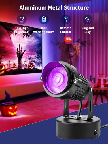 Miniatura 2 de ZUCKEO Focos LED de 10W para Interiores RGBW que Cambian de Color Iluminación Ascendente para Interiores con Control Remoto, Foco Navideño de 120V