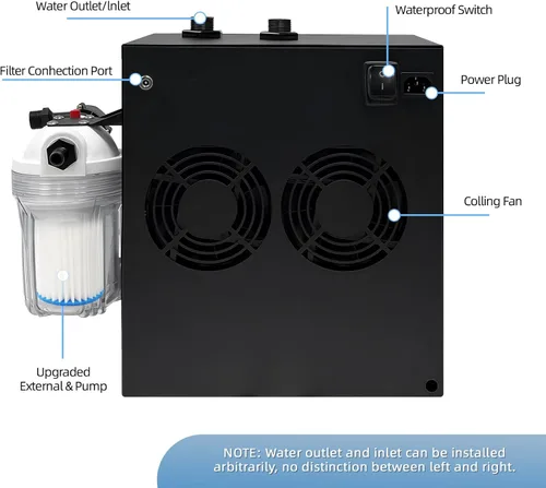 Miniatura 5 de Enfriador de agua para baño de hielo para bañera de inmersión fría, enfriador de inmersión en frío de 1/3 HP con filtro externo, bomba y manguera
