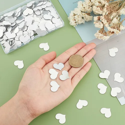 Miniatura 5 de PH PandaHall Azulejos de espejo, 200 piezas adhesivas de despegar y pegar pequeño espejo de corazón mosaico, mini espejos autoacrílicos para artes