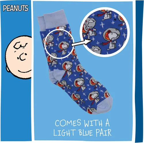 Miniatura 3 de Concept One Calcetines unisex para adultos Peanuts Snoopy Astronaut, azul, talla única de EE. UU, Azul Patchwork, talla única