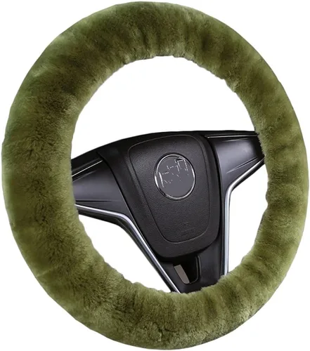 Miniatura 26 de U&M Funda para volante de automotor de lana auténtica, elastizada. Almohadilla protectora de volante de vehículo, de lana australiana, Menta
