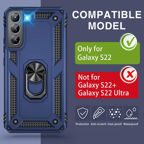 Miniatura 2 de Vaki Funda para Samsung Galaxy S22 5G con Protector de Pantalla Integrado de Grado Militar Cubierta Dura Resistente Armadura de Servicio Pesado Azul