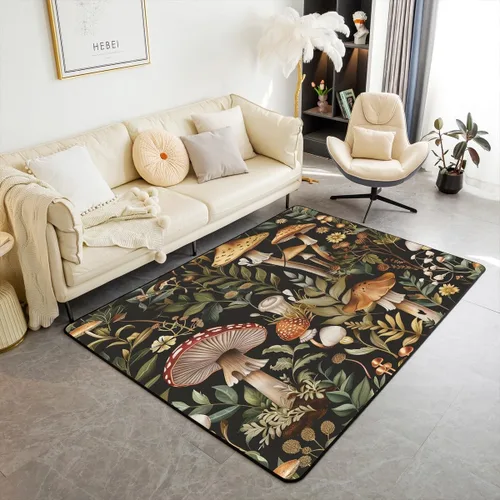 Feelyou Linda alfombra decorativa de hongos para sala de estar, alfombra de área de hongos de dibujos animados de 3 x 5 para niños, niñas,