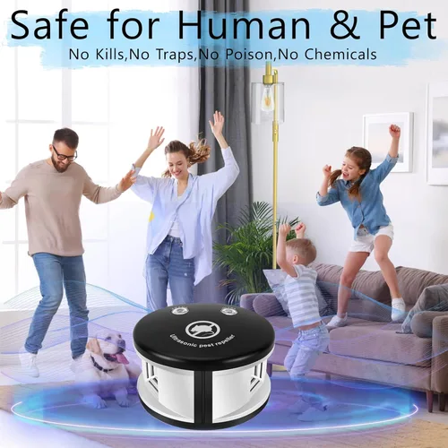 Miniatura 6 de Repelente ultrasónico de ratón de 360°, repelente de roedores para interiores, repelente de ardillas con ultrasonidos de alto impacto y ondas
