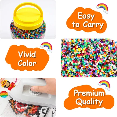 Miniatura 2 de 23,000 piezas Kit de Cuentas Fusibles para Manualidades Infantiles, Juego de 30 Colores con 3 Tableros de Conexión, 5 Papeles de Planchado, 10