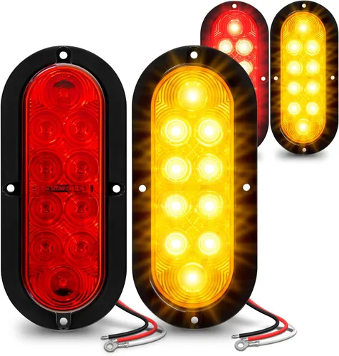 Miniatura 10 de TRUE MODS - Juego de 2 piezas de luces traseras LED ovaladas ámbar de 6 pulgadas para remolque [DOT FMVSS 108 SAE I6P] [montaje en superficie]