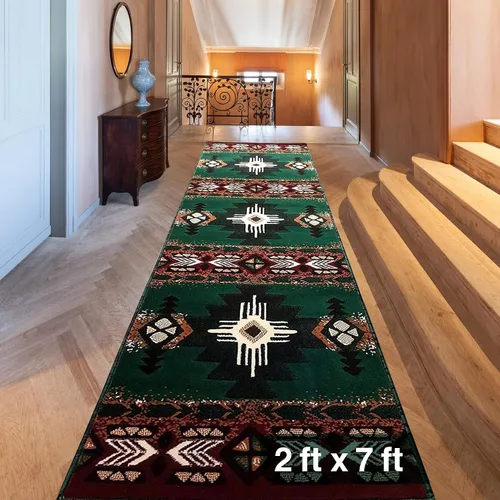 Miniatura 94 de YHSF South West - alfombra estilo nativo americano del suroeste C318 - fácil de limpiar, gruesa, suave, duradera, alfombra inspirada en tribus