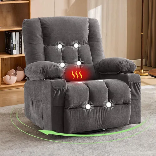Miniatura 12 de BOSMILLER Silla reclinable eléctrica con masaje y calor para ancianos, silla elevadora eléctrica con carga USB y bolsillos laterales, adecuada