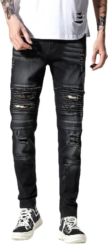 Miniatura 3 de Liuhond Skinny Slim Fashion - Jeans elásticos de motociclista de Hip Hop con agujeros rectos rasgados.