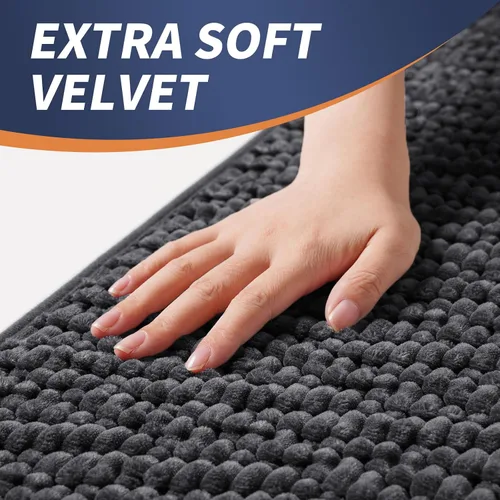 Miniatura 3 de RUERYA Alfombras de baño antideslizantes y lavables, tapetes de baño de goma para baño, secado rápido, súper absorbentes, ultrafinos, pequeños Gris
