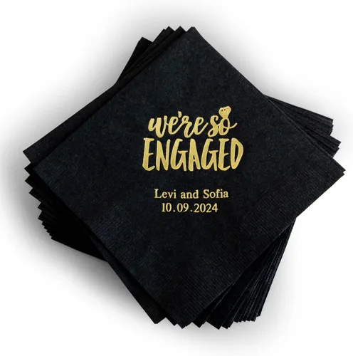 Weddingstar - servilletas de papel impresas personalizables Negro