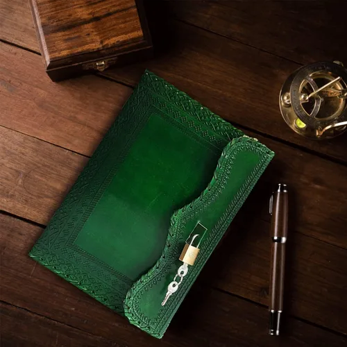 Miniatura 6 de jaald Diario de cuero de 10 pulgadas con candado, cuaderno en blanco hecho a mano, bloc de notas para hombres y mujeres, papel sin forro, el mejor