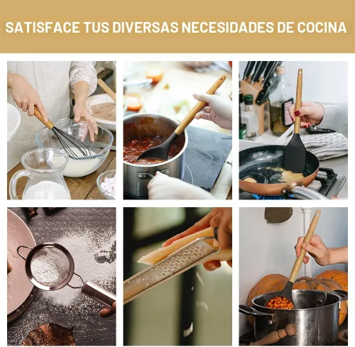 Miniatura 6 de Juego de utensilios de cocina - 35 piezas de utensilios de cocina con rallador, pinzas, cuchara, espátula y volteador hechos de silicona de grado