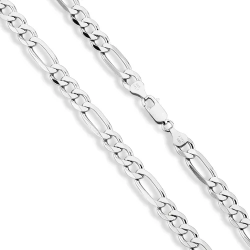 Miniatura 2 de Miabella Italian 925 Sterling Silver 7mm Solid Diamond-Cut Figaro Link Chain Necklace for Men, Made in Italy